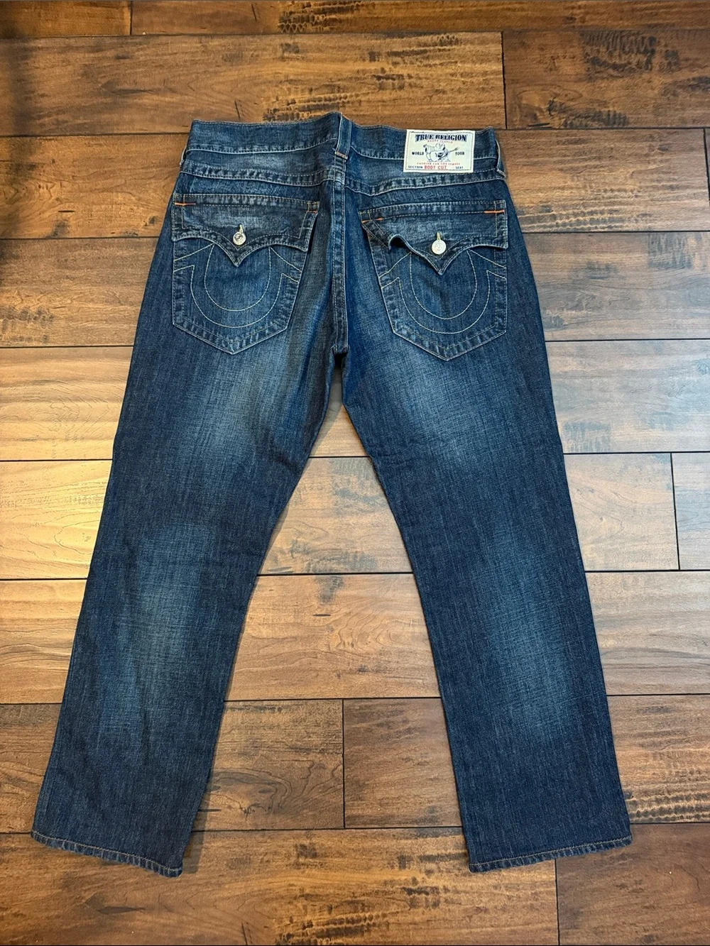 True Religion Men's Medium Dark Blue Straight Jeans 34x30